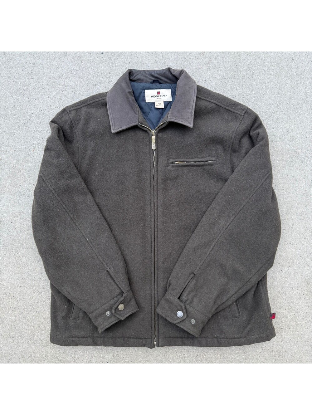 Woolrich Jacket Mens L Brown Classic Zip Front Casual Outerwear